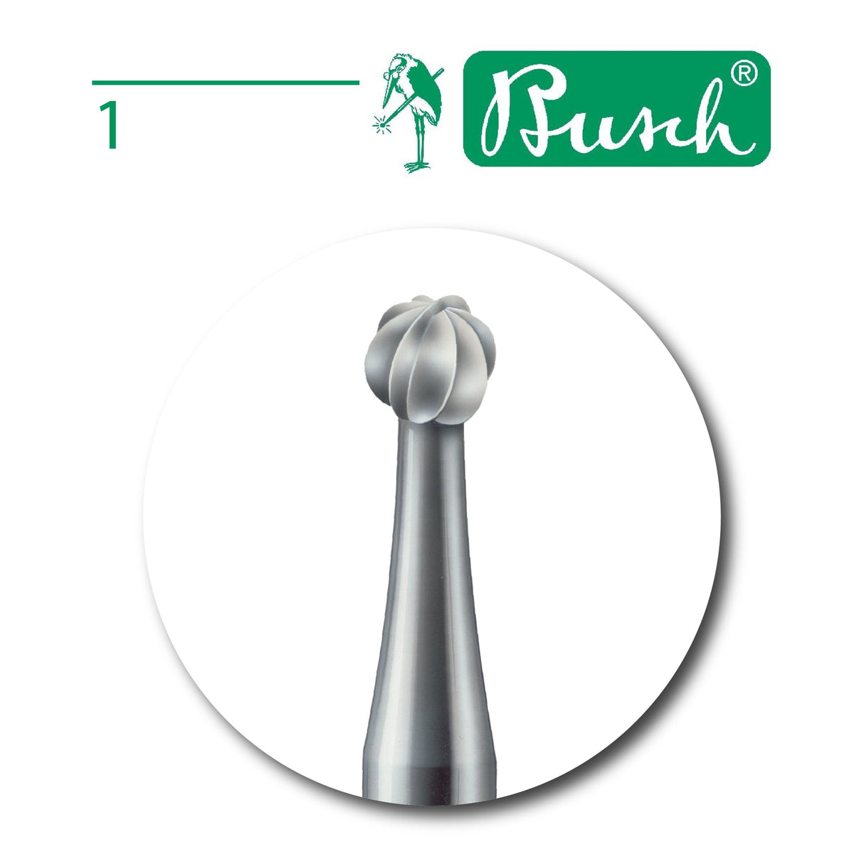 Busch Fig. 1 round ball bur made in Germany from tungsten vanadium steel for jewellery making and stone setting