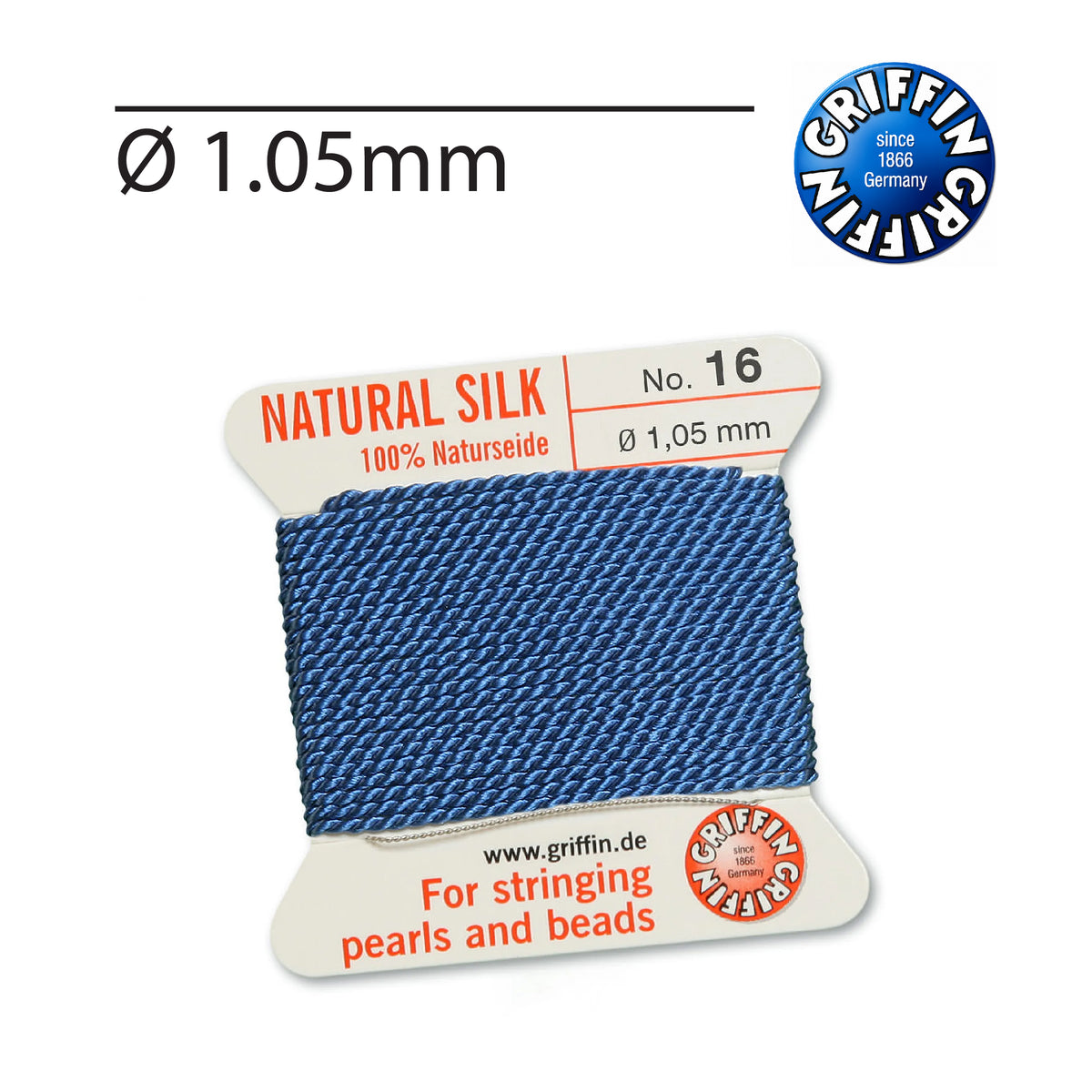Griffin Blue Natural Silk Cord for Crystal and Glass Beads