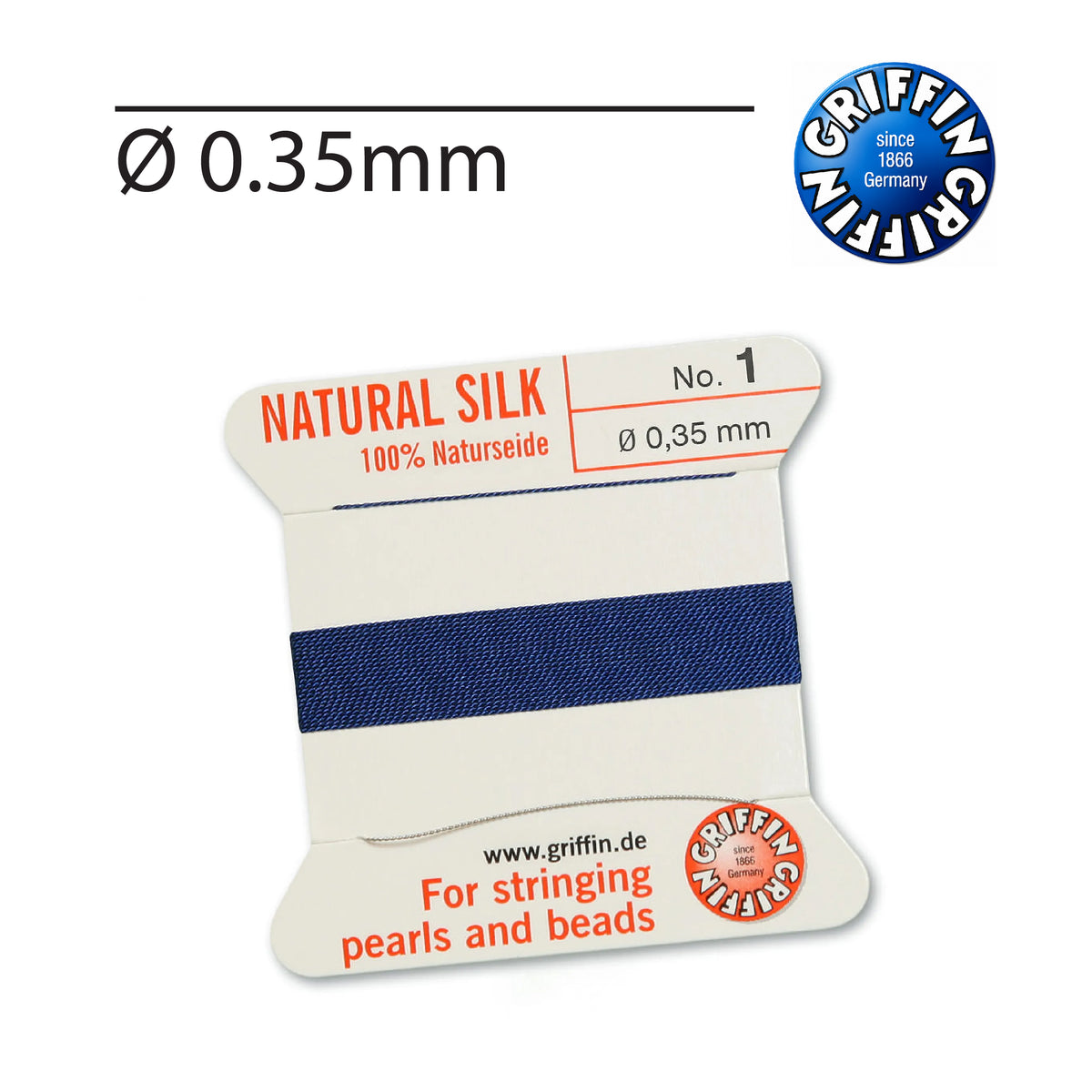 Griffin Dark Blue Silk Cord for Pearl Stringing and Knotting