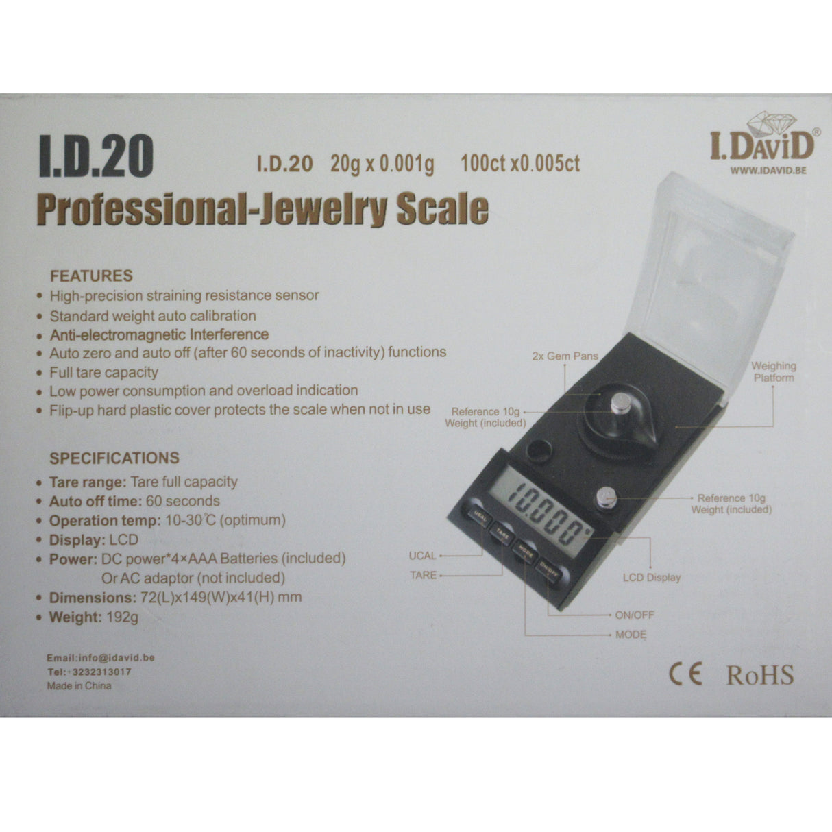 precision 20g 0.001g pocket scale weighing small jewelry items