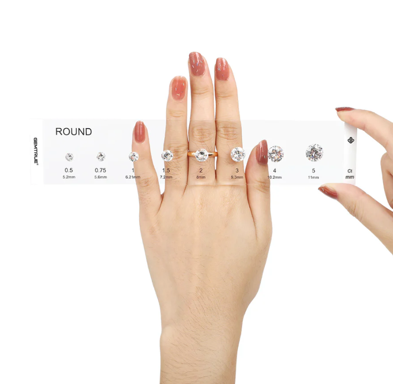 jewelry store diamond selector display with cubic zirconia samples