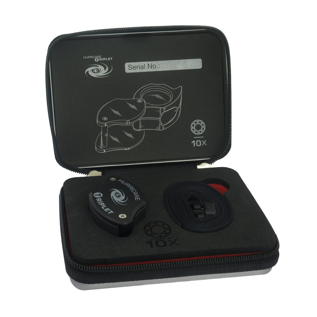 Hurricane Pro 10x 22mm diamond loupe with case microfiber cloth and lanyard