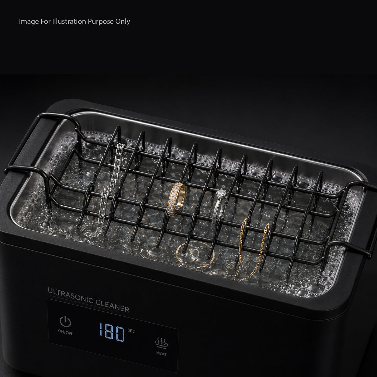 metal ultrasonic cleaner basket rack for organizing rings and necklaces inside cleaning tank