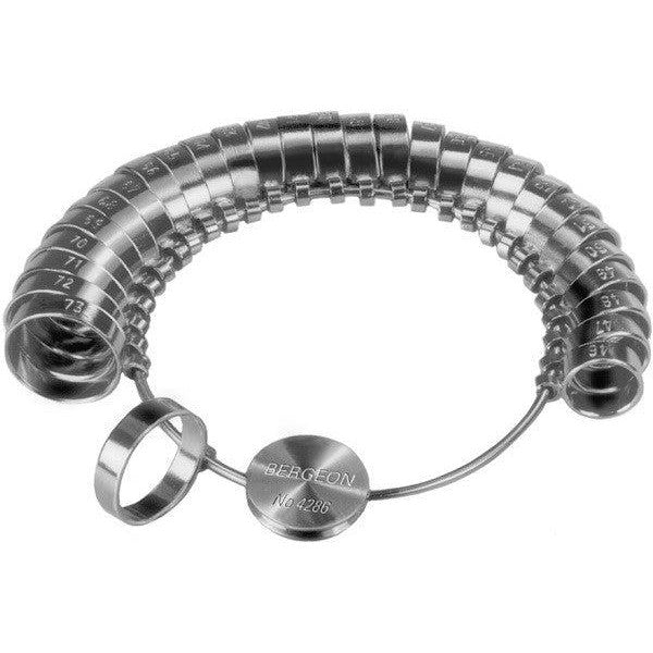 Bergeon 4286 professional ring gauge for broad wedding bands, nickel-plated metal, sizes 46 to 76, 7mm wide rings
