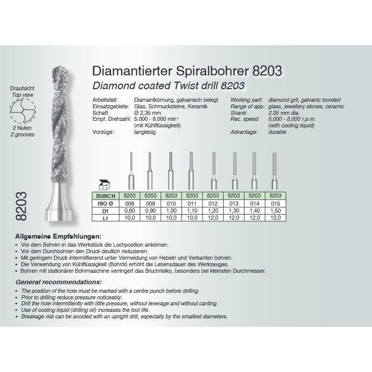 DIAMOND - twist - drill - Busch - 8203
