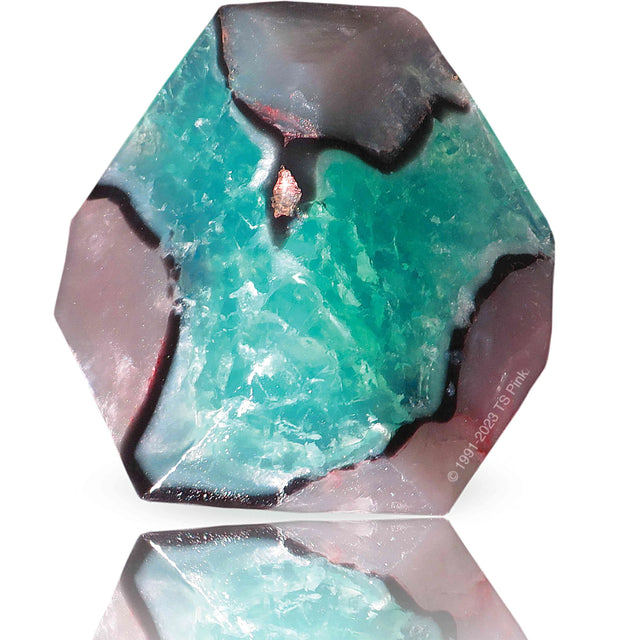 Aqua Geode SoapRocks® gemstone soap inspired by crystalline aquamarine in limestone