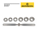 Bergeon 5537 watch case back opener with interchangeable grooved chucks for watch repair