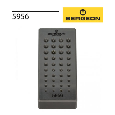 Bergeon No. 5956 hardened steel beading block with 40 precision hemispherical cavities for jewellery making