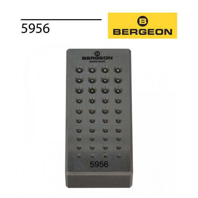 Bergeon No. 5956 hardened steel beading block with 40 precision hemispherical cavities for jewellery making