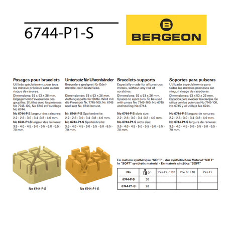 Swiss-made Bergeon soft synthetic watch bracelet holder for scratch-free watch repair