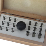 Professional bezel setting punch set with 18 hardened steel punches in wooden box for jewelry making CLOSE P