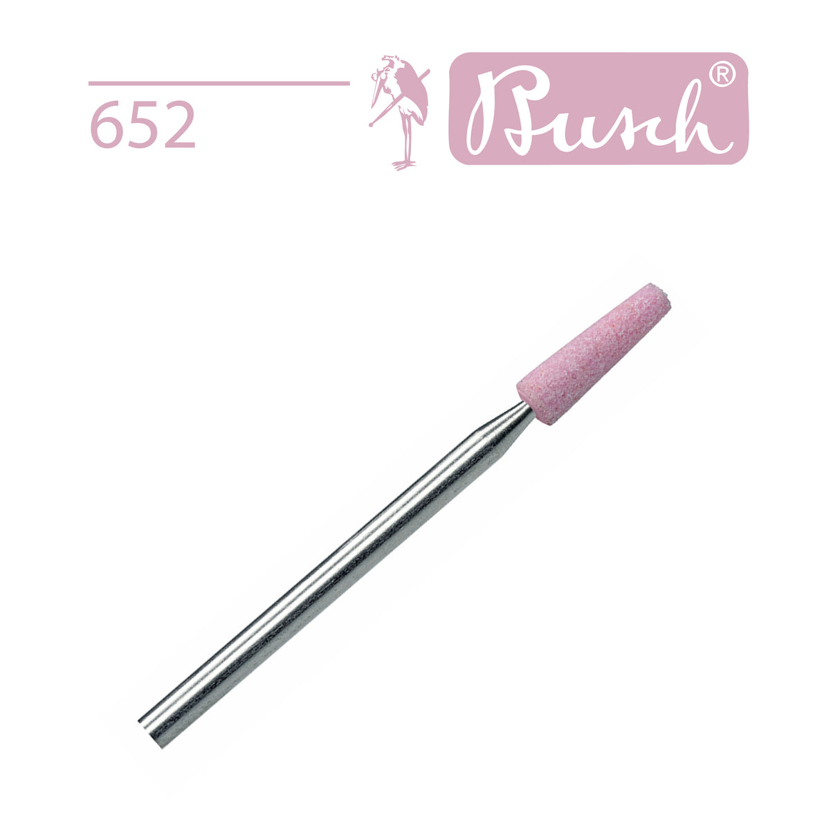 Busch Shape 652 pink corundum grinding stone 3.3mm medium grit Al2O3 mounted point