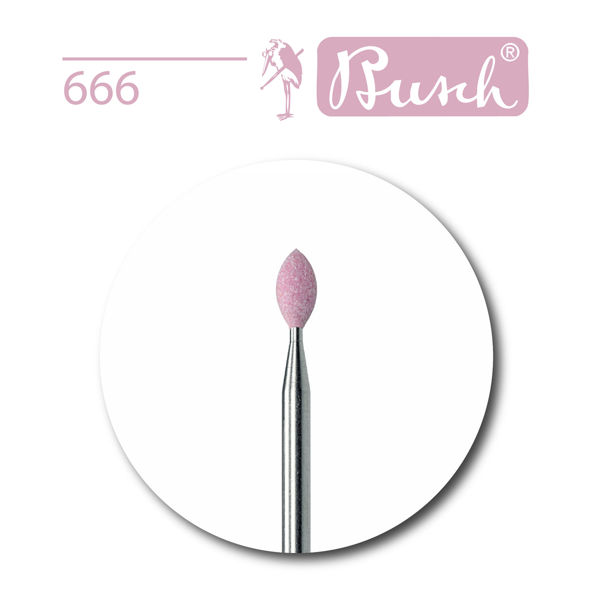 Busch Shape 666 pink corundum abrasive point 3.3mm for jewellery making