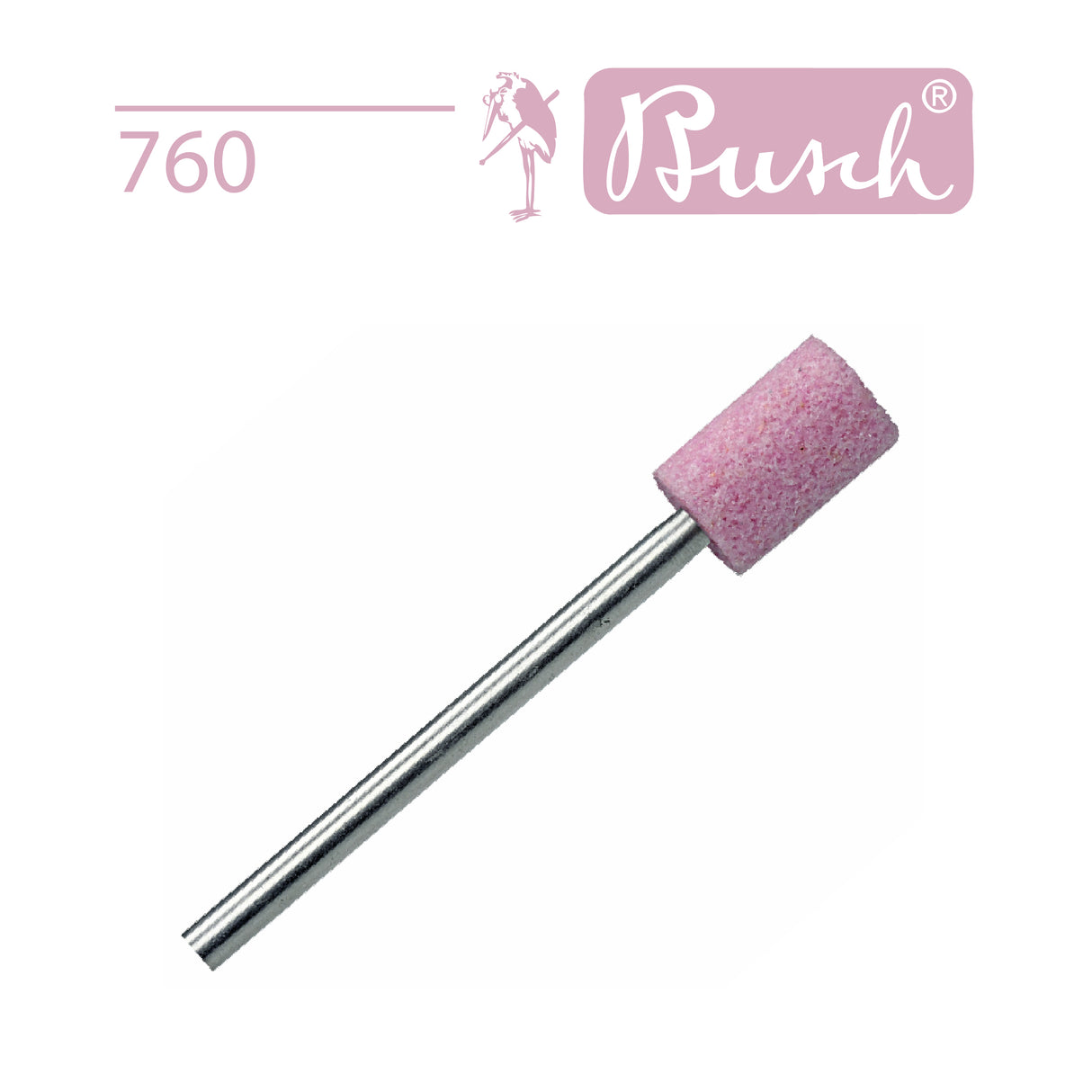 Busch Corundum Mounted Abrasive Stone Shape 760 Ø6.5mm pink aluminium oxide medium grit for jewellery making