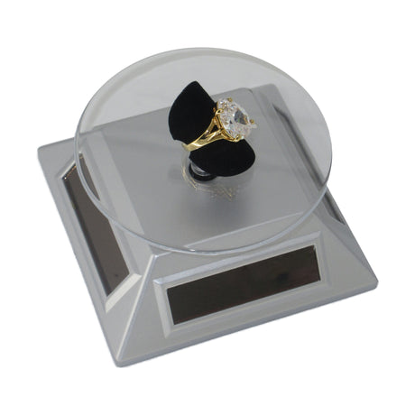 Solar-powered rotating diamond display stand with 360-degree rotation