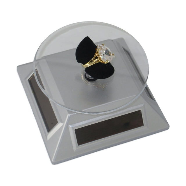Solar-powered rotating diamond display stand with 360-degree rotation