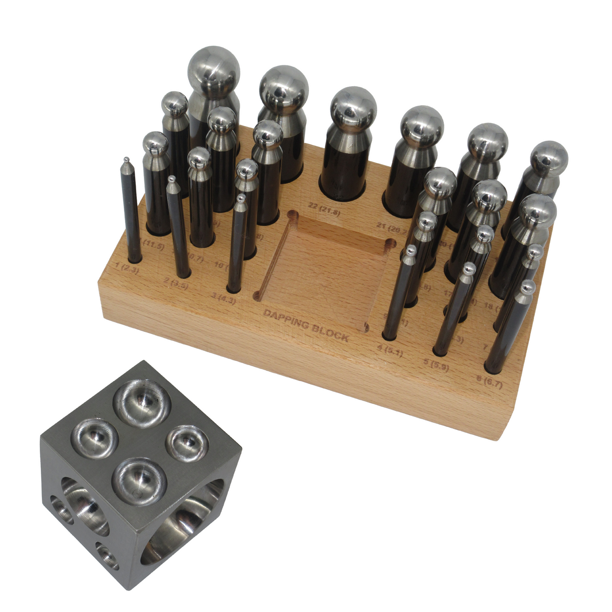 Dapping Set Base Wooden Base Dapping Punch Set of 24 – DAVTOOLS