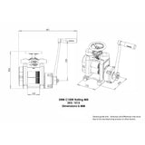 Durston DRM C100R rolling mill showing calibrated adjustment wheel and cast iron body