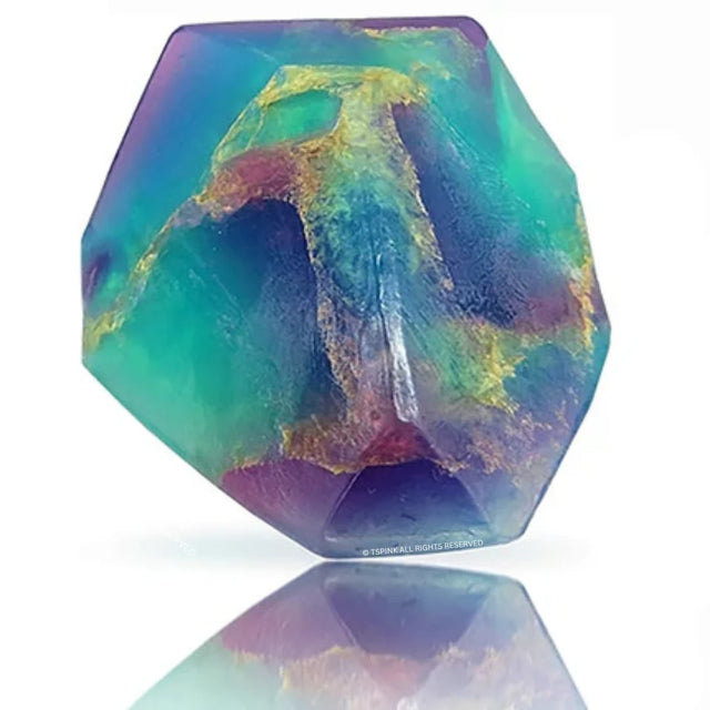 Rainbow Fluorite™ SoapRocks® handcrafted gemstone soap with colorful swirls