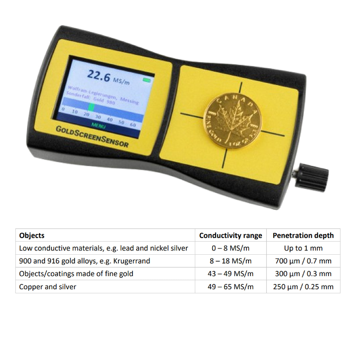 Professional GoldScreenSensor conductivity tester for detecting counterfeit gold coins and bars