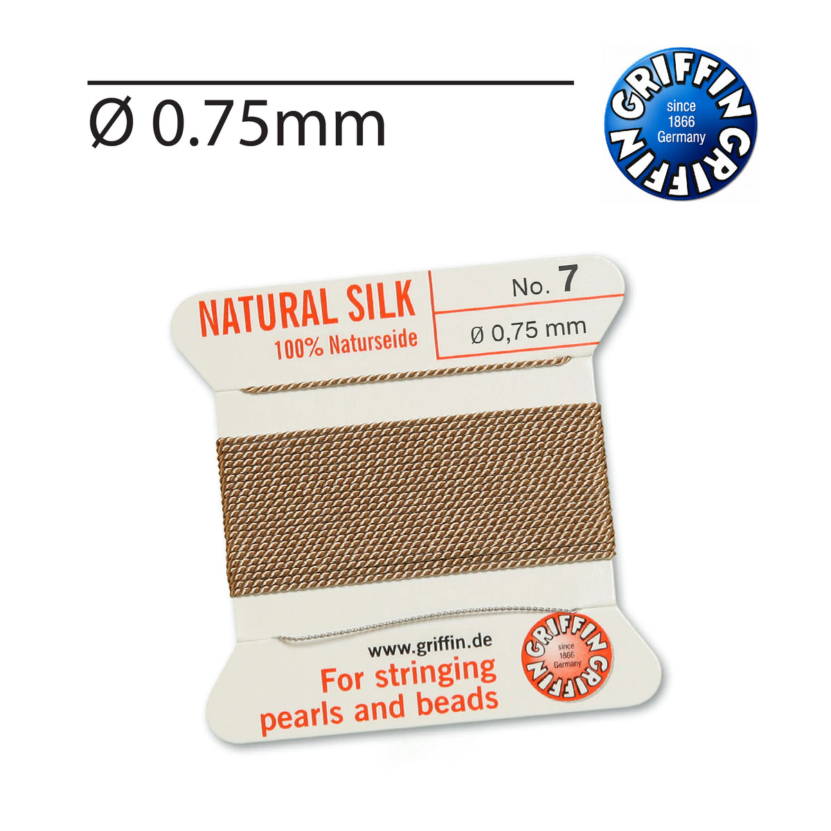 Griffin Beige Natural Silk Cord for Pearl Knotting