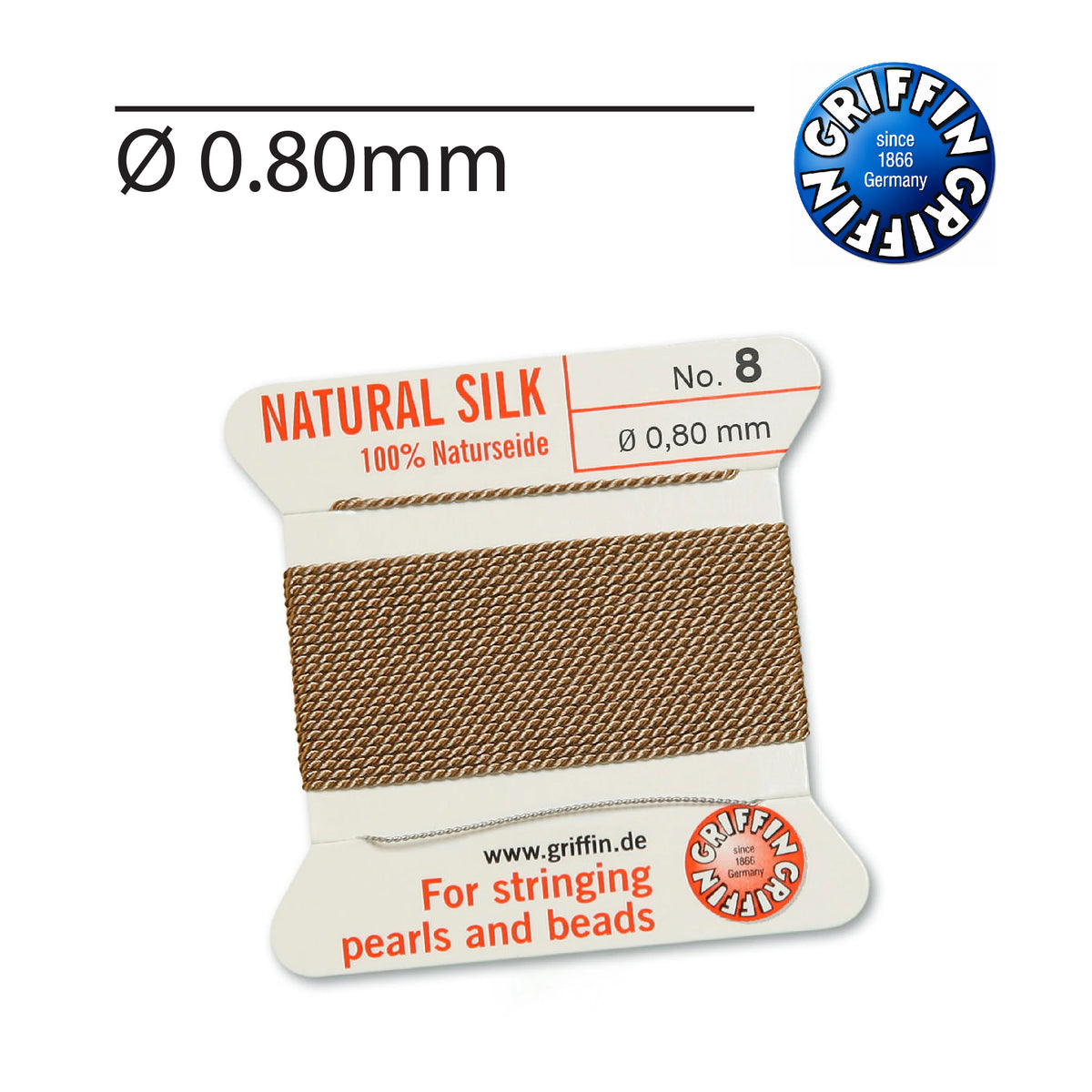 Griffin Beige Silk Jewellery Thread for Bead Stringing