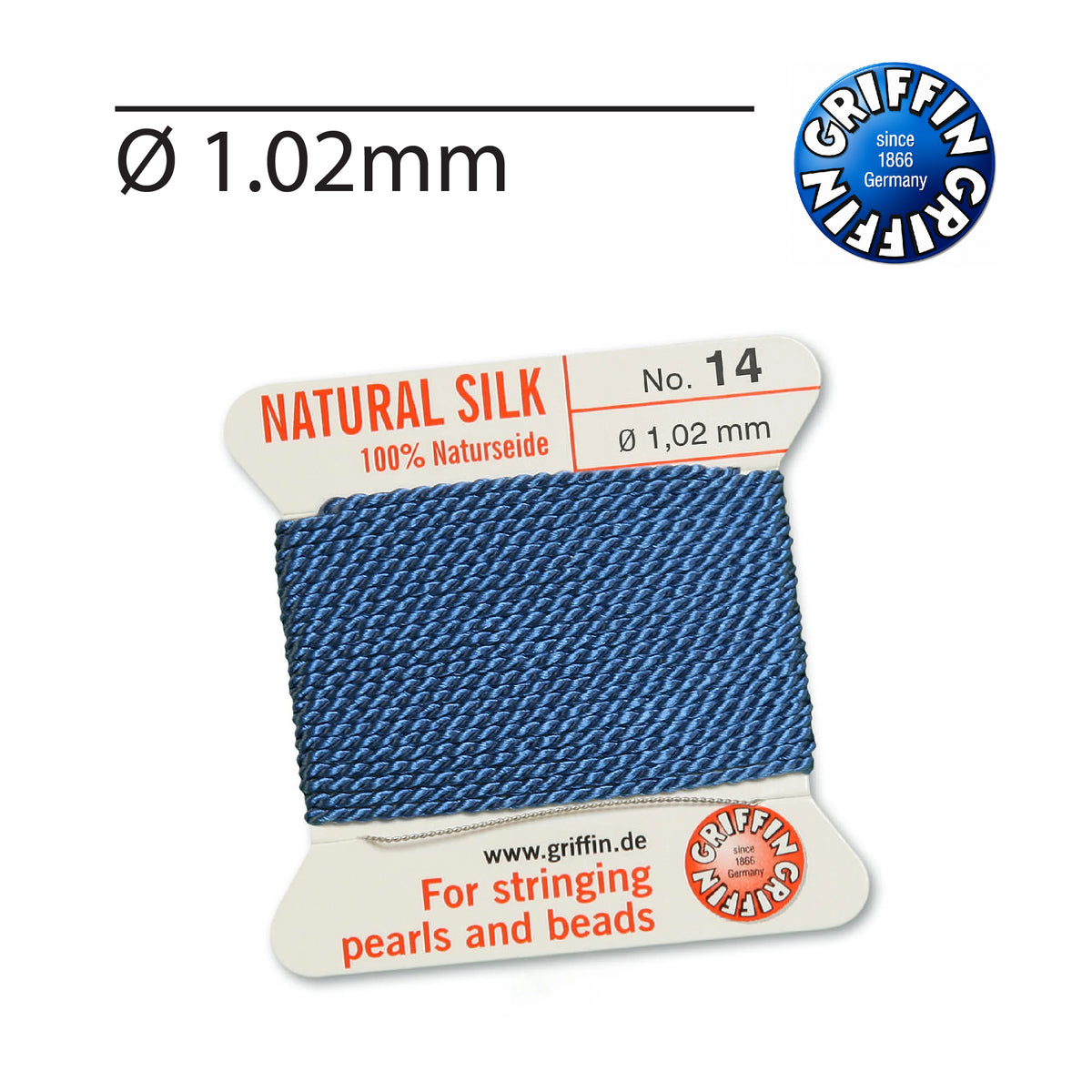 Griffin Blue Silk Cord for Gemstone Jewellery Making