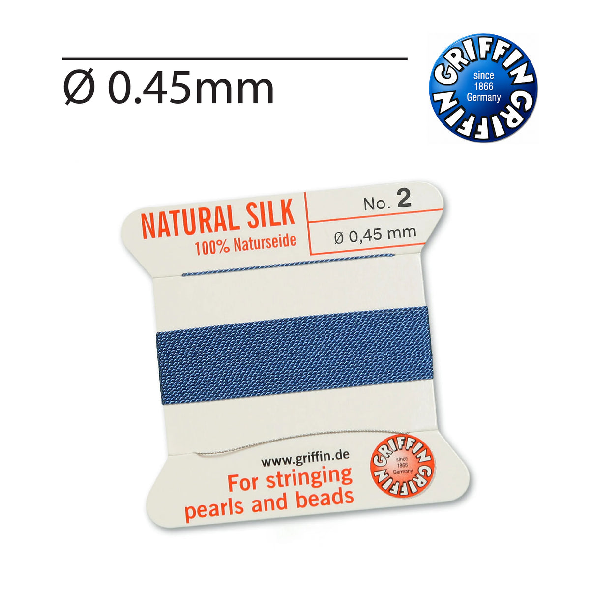 Griffin Blue Pearl Stringing Cord with Attached Needle