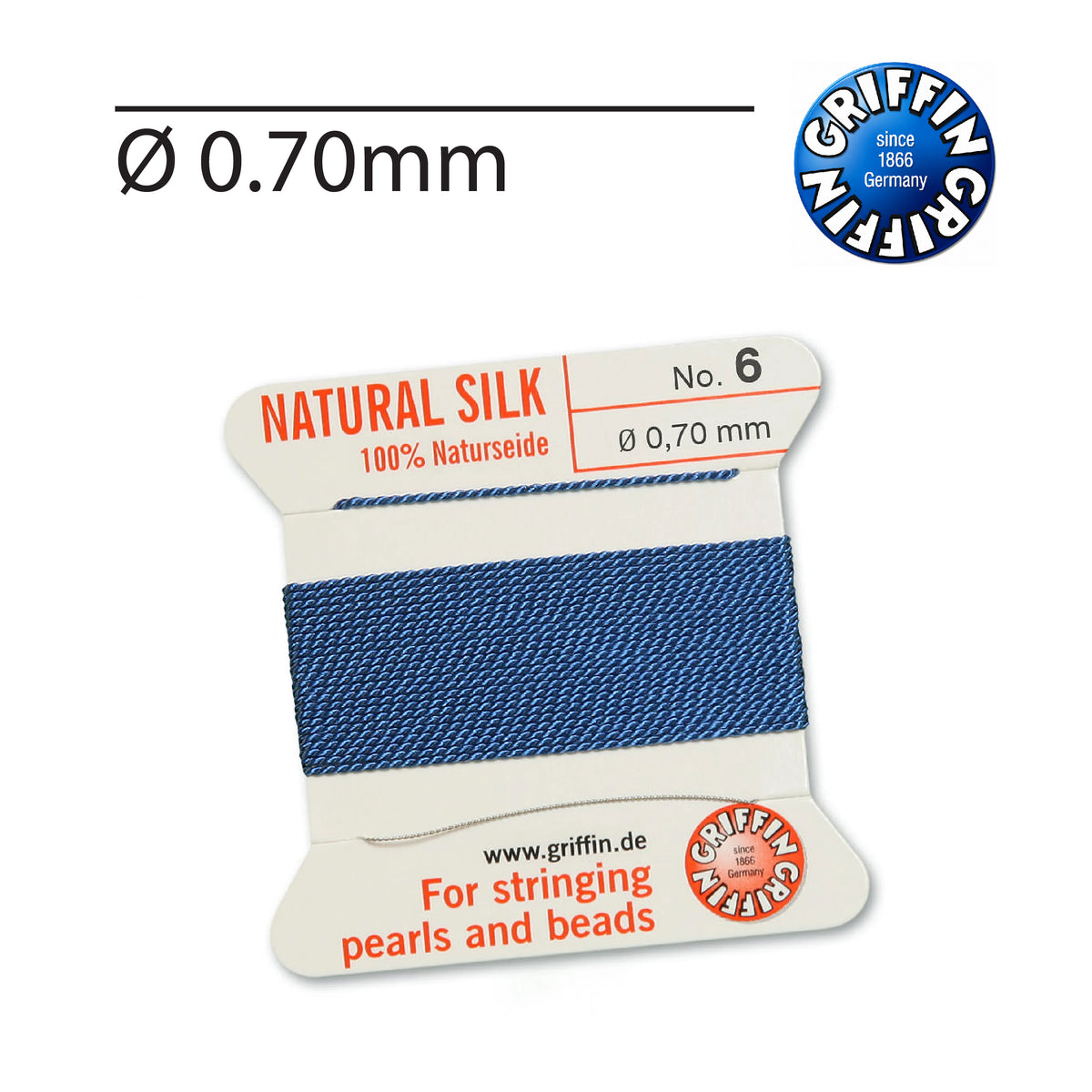 Griffin Blue Silk Cord for Pearl Necklace Restringing