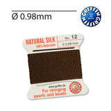 Griffin® Brown 0.98mm natural silk beading cord Nr. 12 with needle