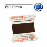 Griffin® Brown natural silk jewellery thread Nr. 7 0.75mm for gemstones