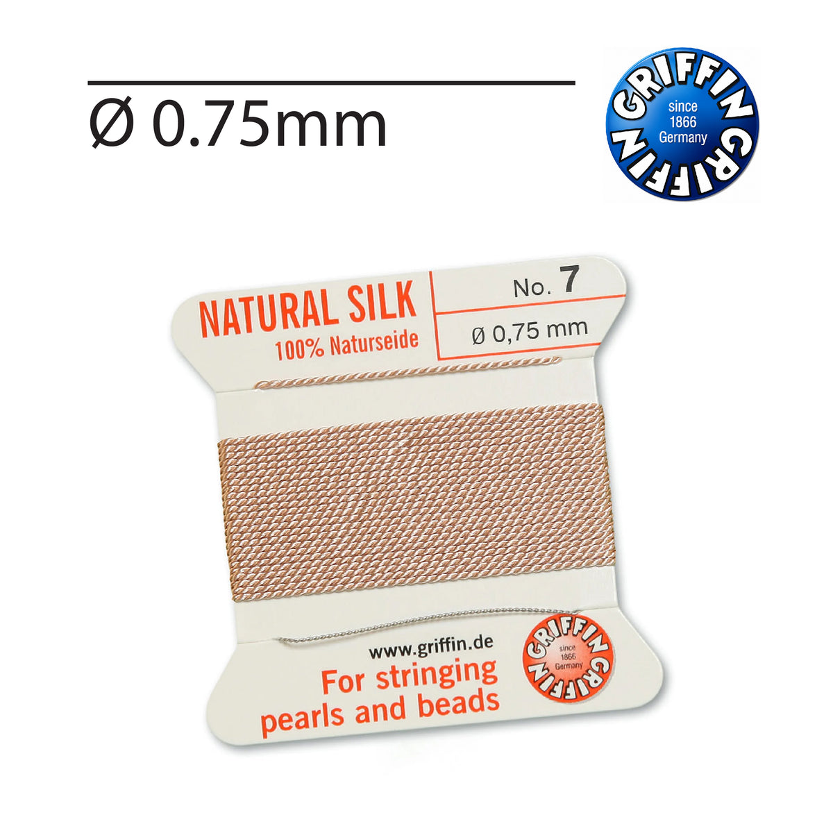 Griffin Light Pink Natural Silk Cord for Pearl Knotting
