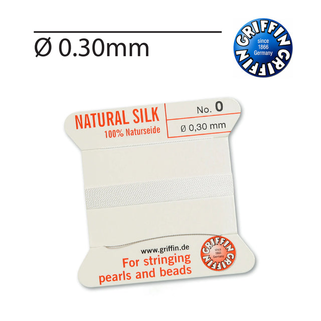 GRIFFIN White natural silk bead cord Nr. 0 0.30mm for pearl stringing