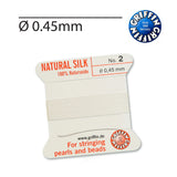 GRIFFIN White natural silk bead cord Nr. 2 0.45mm for jewellery making