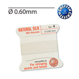 GRIFFIN 100 percent natural silk White jewellery bead cord