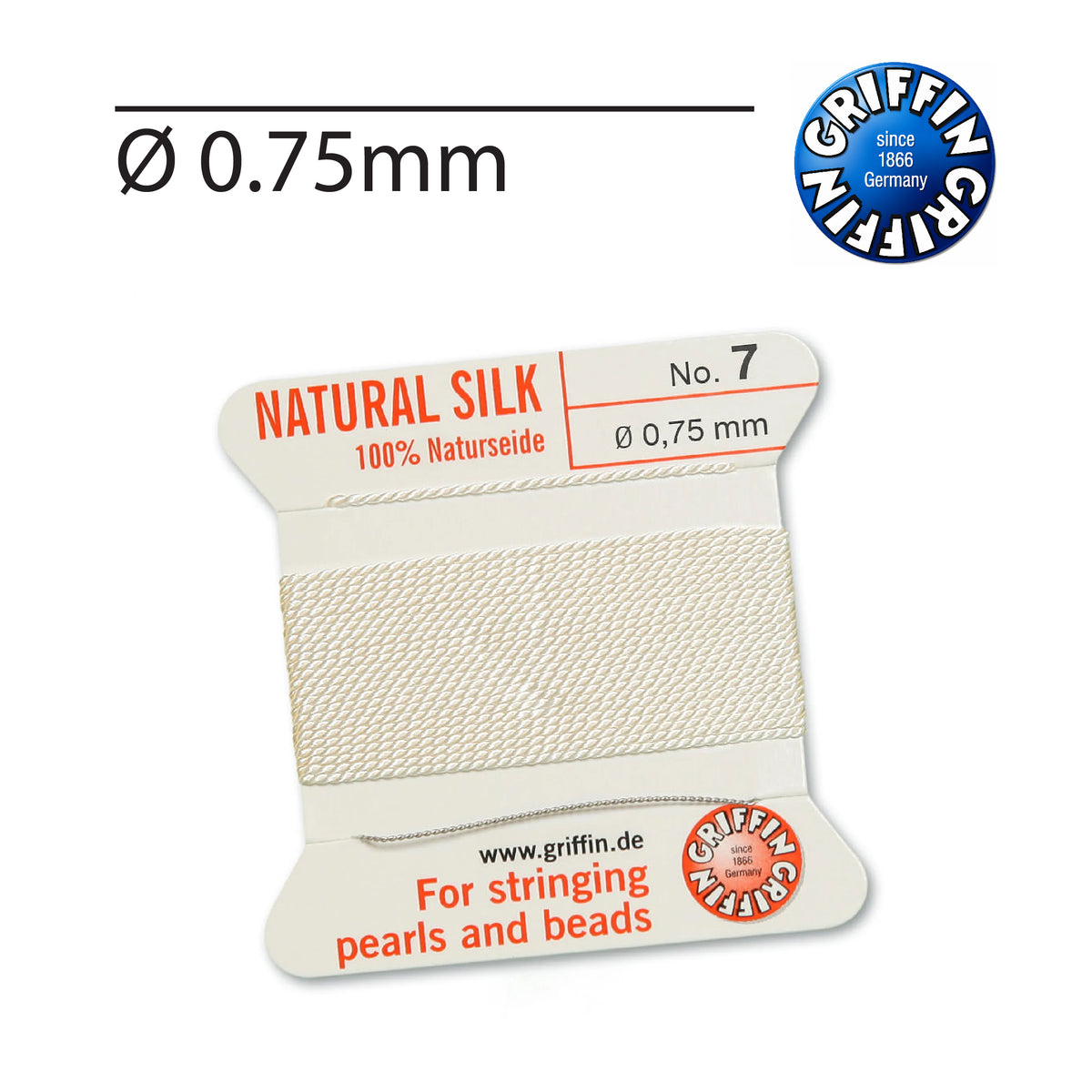 Professional White silk bead cord for pearls gemstones and jewellery