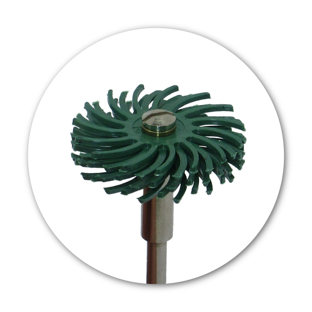 Green 50 grit radial bristle disc for heavy metal cleaning and oxide removal