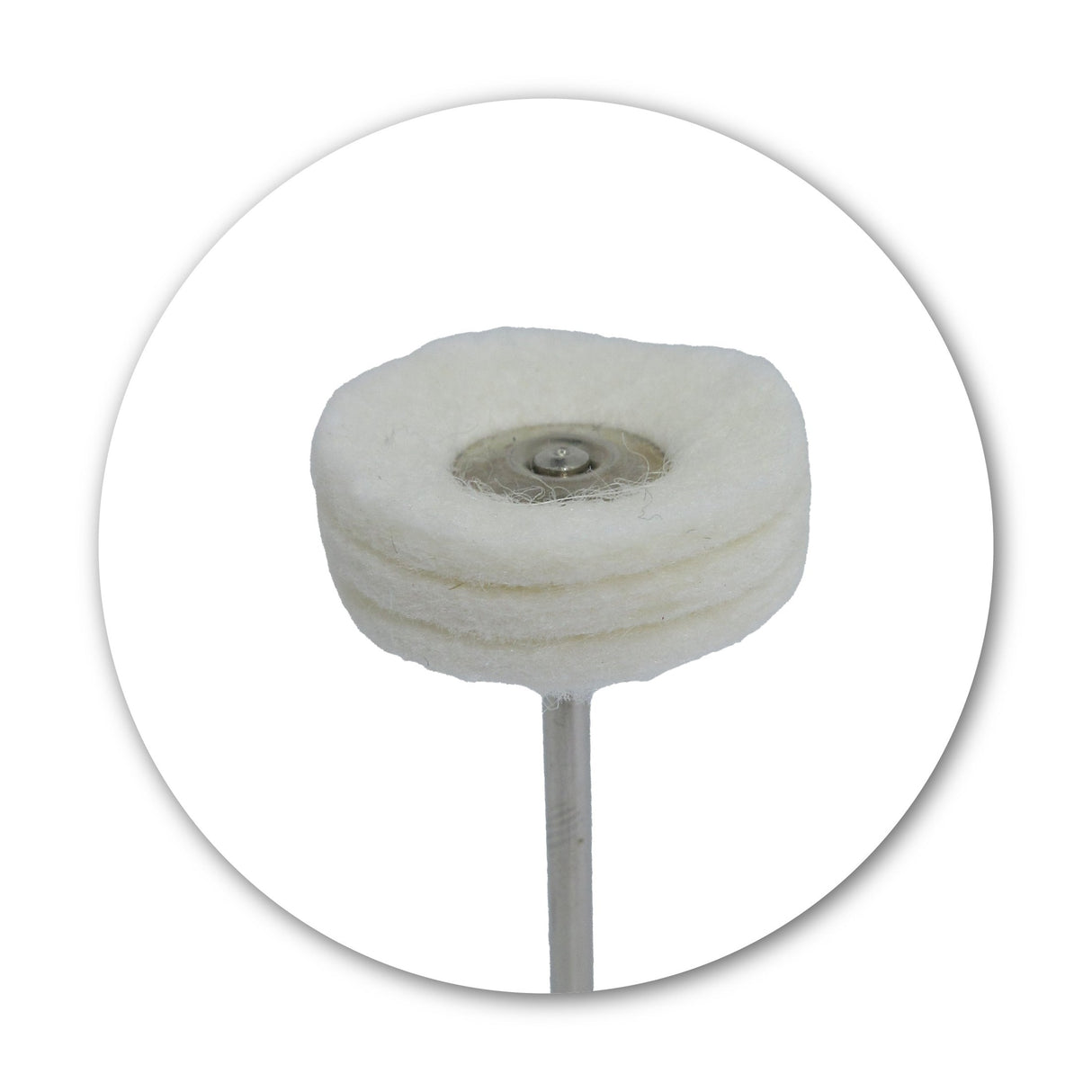 Mounted felt cloth lap with metal core, 22 mm diameter, 6 mm trim, for high-gloss finishing with polishing paste
