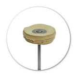 Mounted leather lap with 22 mm disc and 2.35 mm shaft, for high-gloss polishing and buffing