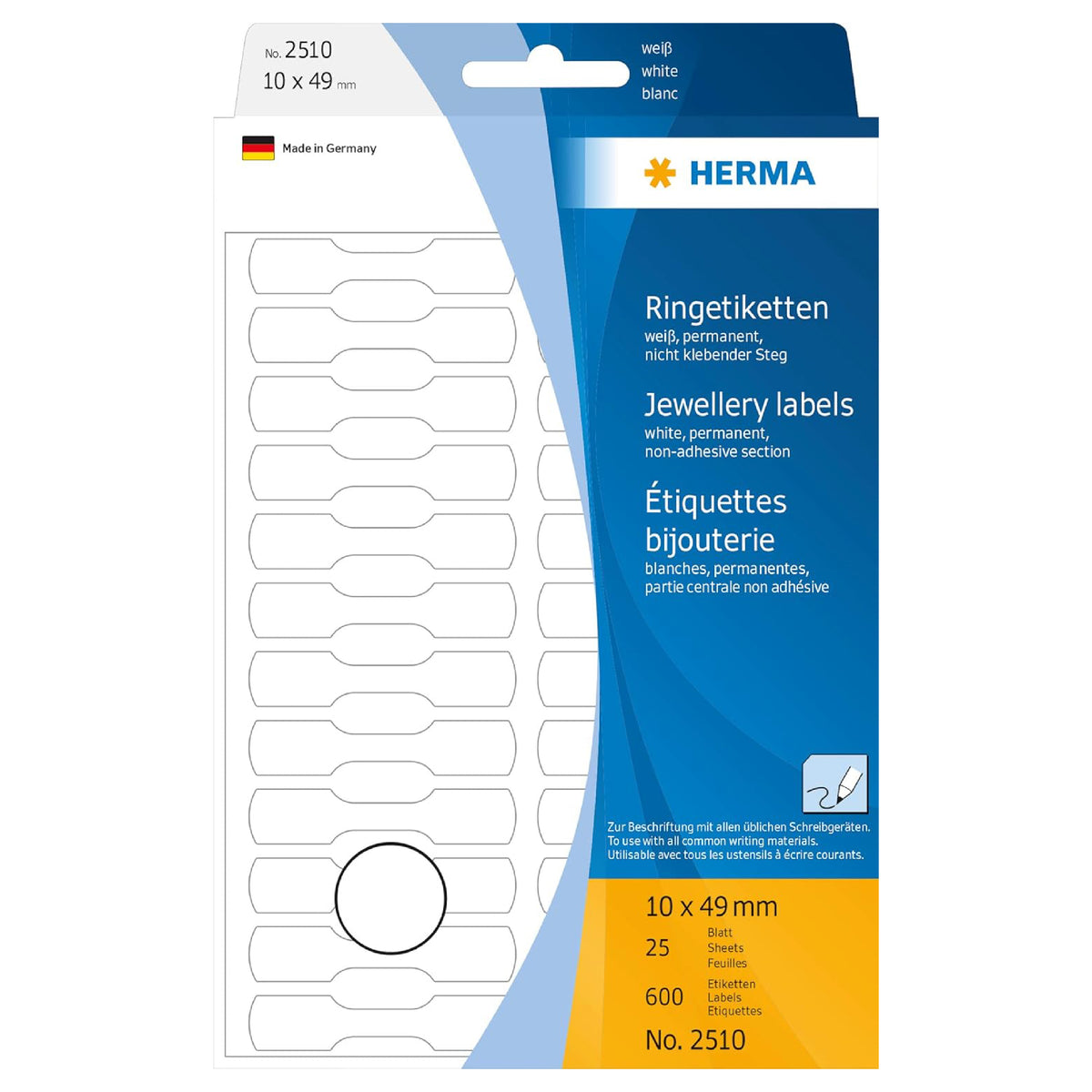 Derma Ring Label HERMA Price Labels 49 × 10 mm – 600 Self-Adhesive Jewellery Ring Label ...
