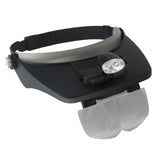 head mounted magnifying visor with LED light for watch repair and electronics work