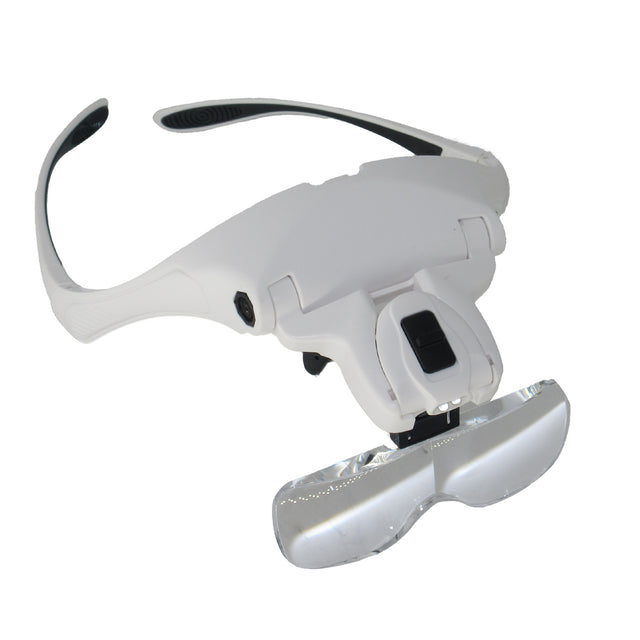 hands free magnifying visor with LED lights and adjustable headband
