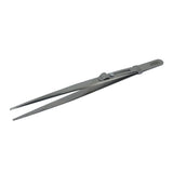 Stainless steel jewelry tweezers with locking mechanism