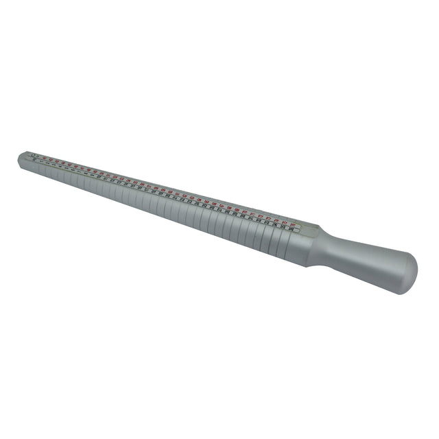 Ring mandrel measuring stick sizes 1 to 36 and 41 to 76 mm