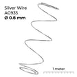 AG 935 silver wire 1 meter length for jewelry making in various diameters, diameter 0.08cm