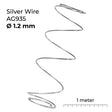 AG 935 silver wire 1 meter length for jewelry making in various diameters, diameter 1.2mm