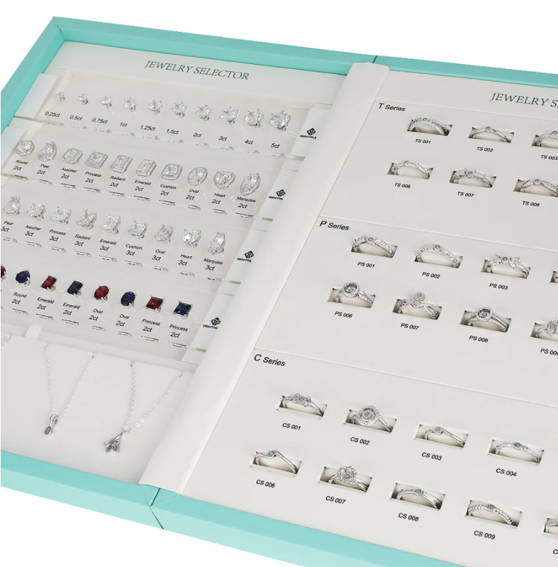 jewelry showroom display kit with CZ stones and rings