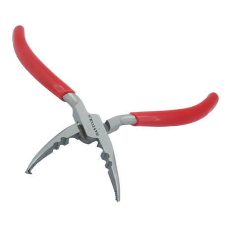 145mm multi-groove curved jewellery pliers with red PVC handles