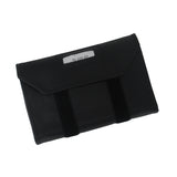Black leatherette jewelry roll with black fine suede interior