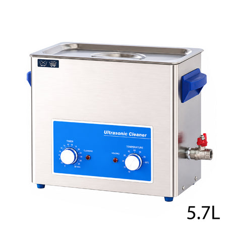 5.7L digital stainless steel ultrasonic cleaner with 150W power, 40kHz frequency, heater and timer